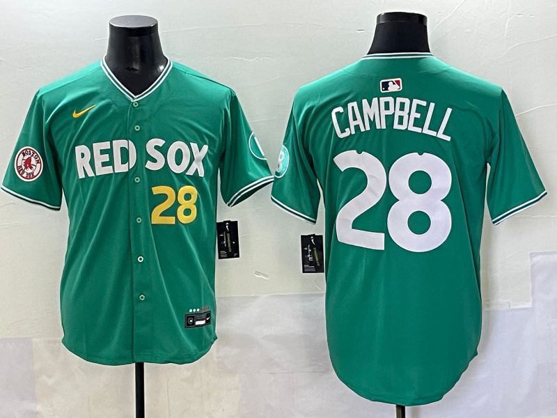Men 2025 Boston Red Sox #28 Campbell Dark Green Joint Name Nike MLB Jersey style 7->boston red sox->MLB Jersey